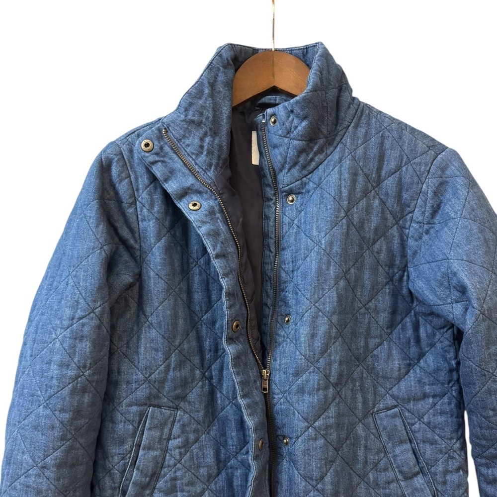 Old Navy Womens Quilted Chambray Jacket XS Blue Lightweight‎ Puffer Casual - Picture 6 of 11